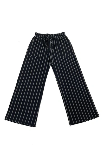 Ruby & Wren Stripe Drawstring Pants In Black/ White