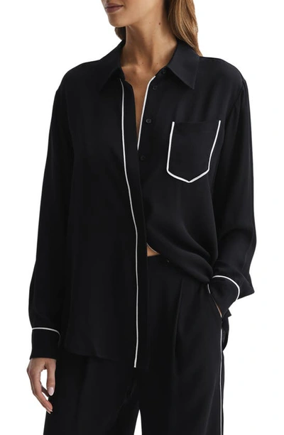 Reiss Women's Gina Contrast-trim Shirt In Black