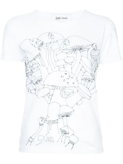 Jimi Roos Embroidered Mushroom T In White