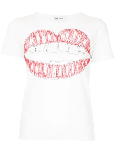 Jimi Roos Embroidered Kiss T-shirt In White