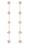 Ettika Dripping Pearl Delicate Drop Earrings In Pink