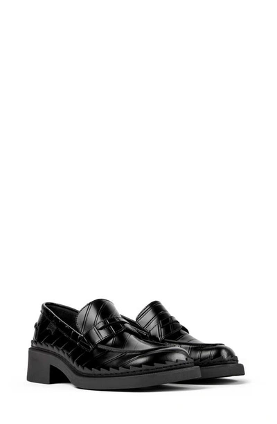 Camper Twins Mismatched Penny Loafers In All Black