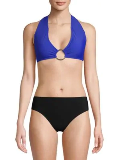 Milly Santorini Halter Bikini Top In Cobalt