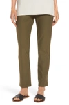 Eileen Fisher Petite Washable Stretch-crepe Slim Ankle Pants In Olive