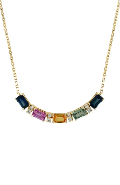 Effy 14k Yellow Gold, Diamond & Multicolored Sapphire Pendant Necklace