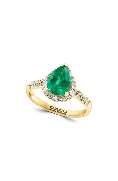 Effy 14k Yellow Gold, Diamond & Emerald Ring In Green