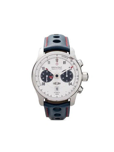 Bremont Jaguar Mkii Automatic Chronograph 43mm Stainless Steel And Leather Watch, Ref. No. J-mkii-wh-r-s In Silver / Blue