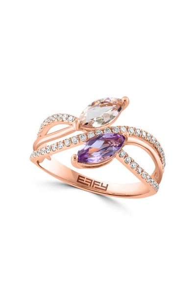 Effy 14k Rose Gold Morganite & Diamond Ring In Rose Gold Multi