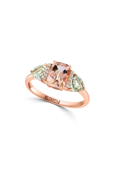 Effy 14k Rose Gold Diamond, Prasiolite & Morganite Ring In Pink