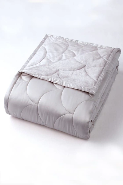 Climarest Nikki Chu Velvet/satin Reversible Blanket In Pewter