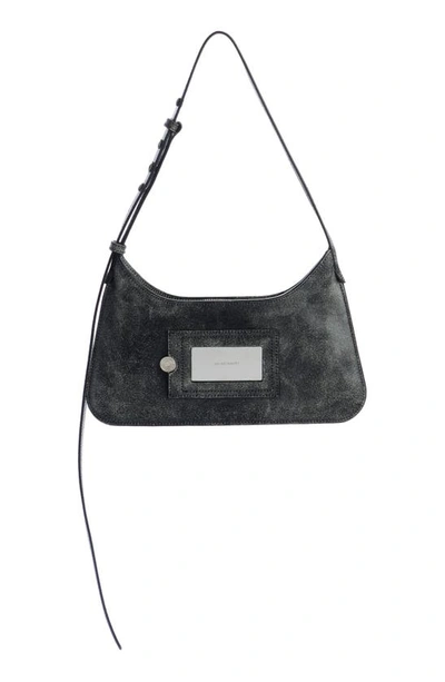 Acne Studios Mini Platt Crackle Leather Shoulder Bag In Black
