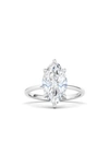 Hautecarat Marquise Cut Lab Created Diamond 18k Gold Ring In 3.00 Ctw 18k White Gold