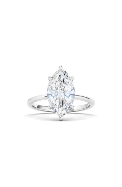 Hautecarat Marquise Cut Lab Created Diamond 18k Gold Ring In 18k White Gold