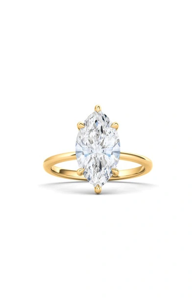 Hautecarat Marquise Cut Lab Created Diamond 18k Gold Ring In 3.00 Ctw 18k Yellow Gold