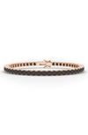 Hautecarat Round Cut Lab Created Black Diamond 18k Gold Tennis Bracelet In 18k Rose Gold