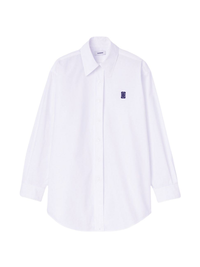 Sandro Pearl-buttons Cotton Shirt In White