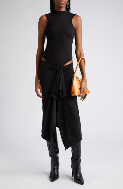 Attico Cut-out Sleeveless Midi Dress In Black