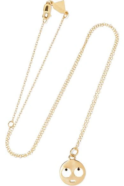Alison Lou Medium Eye Roll 14-karat Gold, Diamond And Enamel Necklace