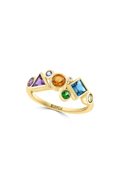 Effy 14k Yellow Gold Multi Stone & Diamond Ring