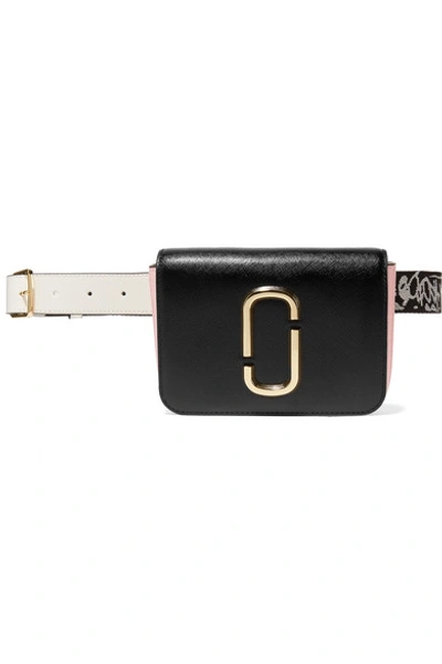 Marc Jacobs The Hip Shot Convertible Textured-leather Belt Bag In Black/baby Pink Multi/gold