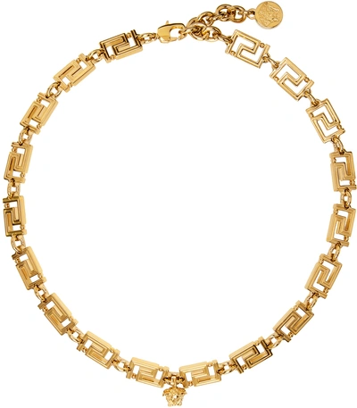 Versace Gold Greca Necklace In 3j000- Gold