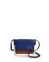 Marni Trunk Pochette Leather Convertible Crossbody In Blue/gold