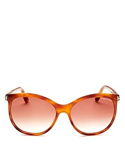 Tom Ford Women's Geraldine Square Mirrored Sunglasses, 57mm - 100% Exclusive In Blonde Havana/brown