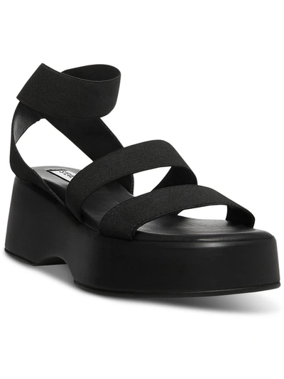 Steve Madden Sashes Womens Ankle St Manmade Flatform Sandals In Black