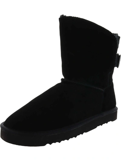 Style & Co Teenyy Womens Suede Pull On Ankle Boots In Black