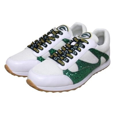 Cuce White Green Bay Packers Glitter Sneakers
