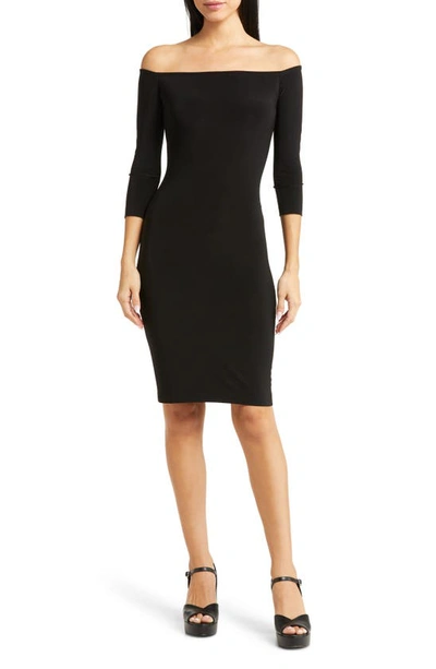 Norma Kamali Off The Shoulder Body-con Knit Dress In Black