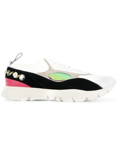 Valentino Garavani Heroes Her Embellished Knitted Trainers In White