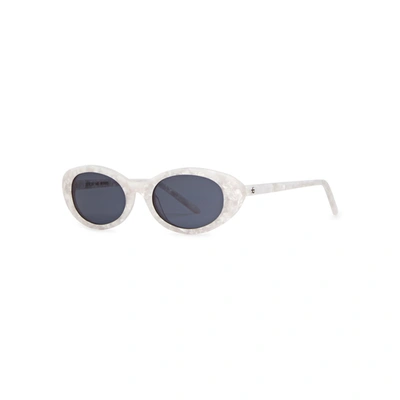Roberi And Fraud Betty Oval-frame Sunglasses In White