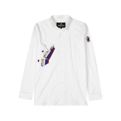 Bruta Titanic Embroidered Cotton Shirt In White