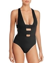 Isabella Rose Beach Solids Strappy One Piece Swimsuit In Black