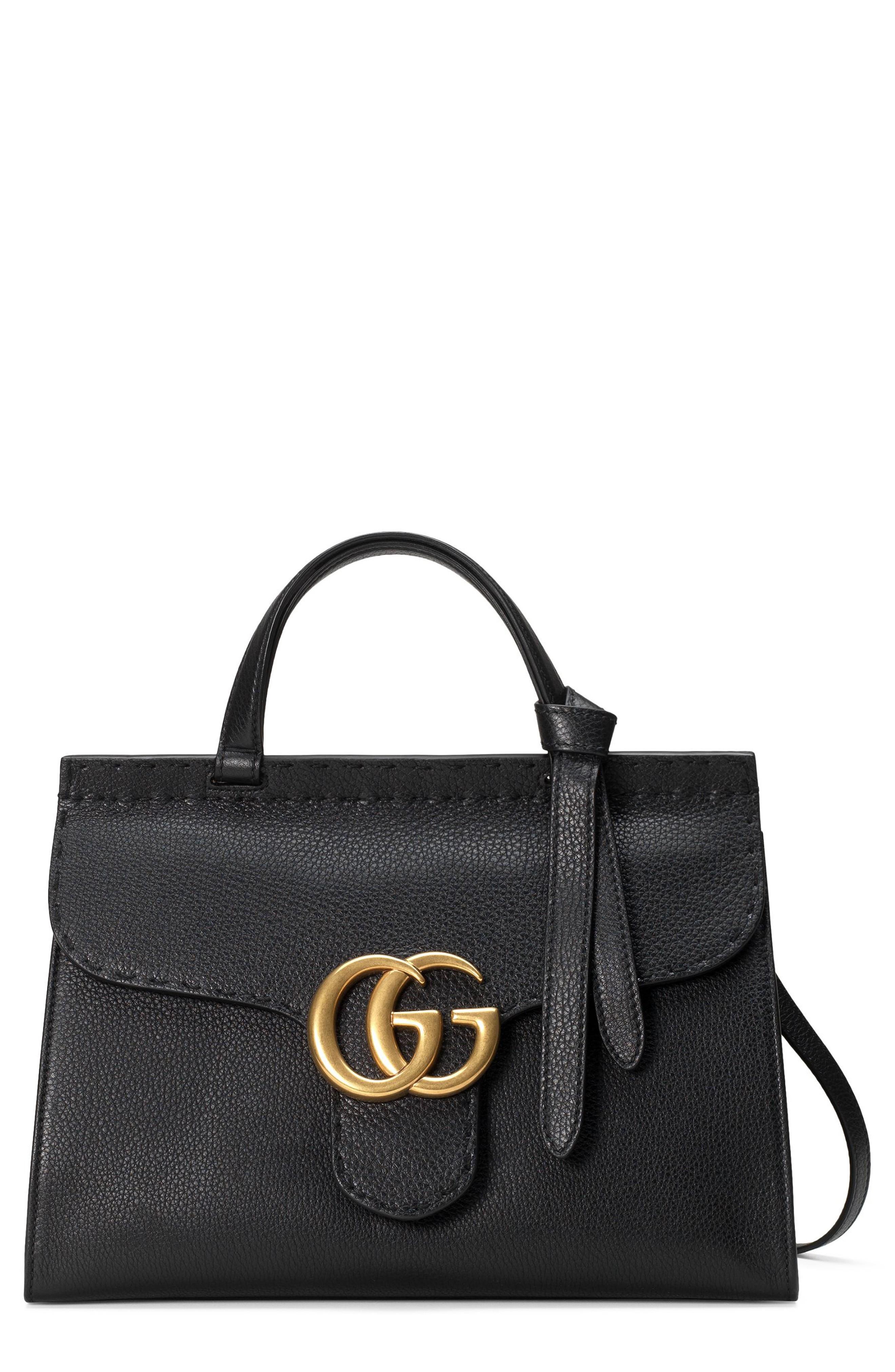 gg marmont top handle leather satchel