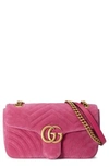 Gucci Medium Gg Marmont 2.0 Matelasse Velvet Shoulder Bag - Pink In Raspberry/ Raspberry Multi