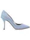 Dolce & Gabbana Metallic Pointy Toe Pump In Blue