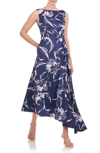 Kay Unger Emmaline Floral-print High-low Midi Dress In Multi