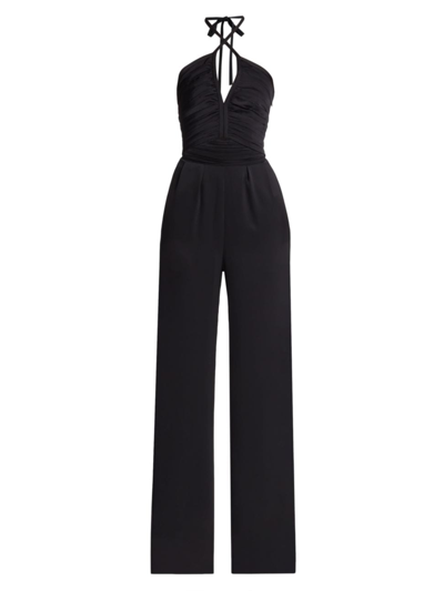 Ramy Brook Maddy Satin Halter Jumpsuit In Black