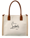 Christian Louboutin Nastroloubi Large Logo Canvas Tote Bag In Beige