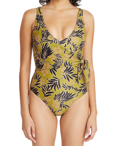 Tanya Taylor Kelly Wrap One-piece In Green