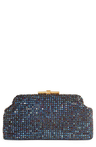 Reiss Adaline Crystal Clutch In Metallic Blue