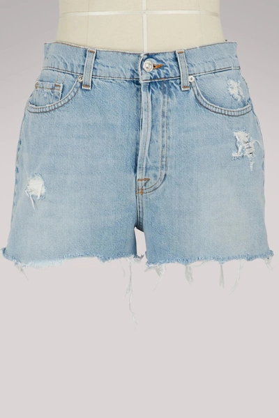 7 For All Mankind High-waisted Shorts In Throwback Indigo