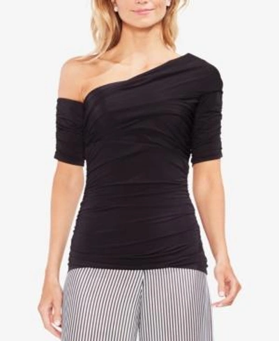 Vince Camuto One Shoulder Ruched Top In Rich Black
