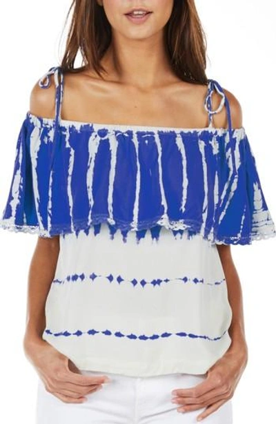 Michael Stars Cold Shoulder Ruffle Top In Bayside