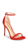 Sam Edelman Ariella Ankle Strap Sandal In Candy Red Suede