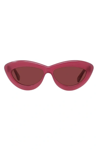 Loewe Curvy Logo 54mm Cat Eye Sunglasses In Cherry