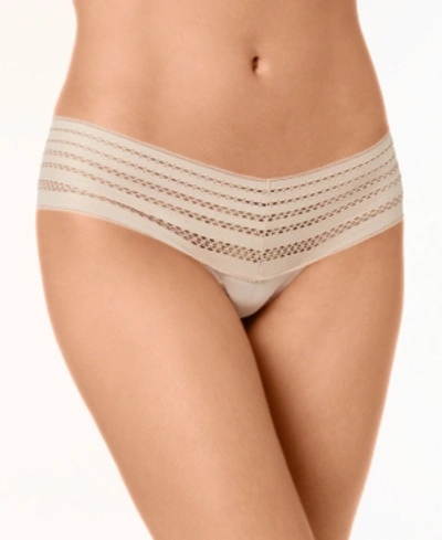 Dkny Classic Cotton Embroidered-waist Thong Underwear Dk5025 In Cashmere