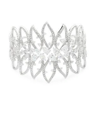 Adriana Orsini Calla Crystal Large Open Cuff Bracelet In Silver